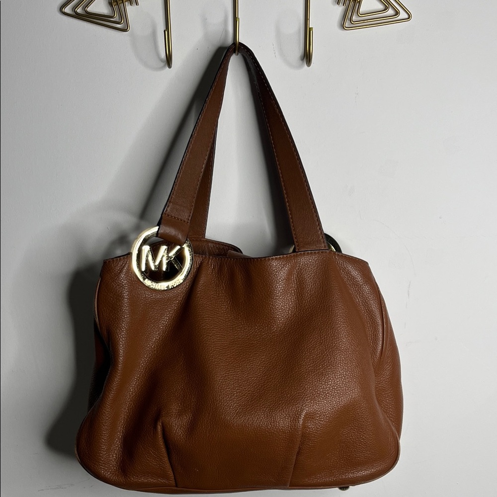 Michael Kors Fulton Large Leather East West Tote Bag Luggage Handbag Brown